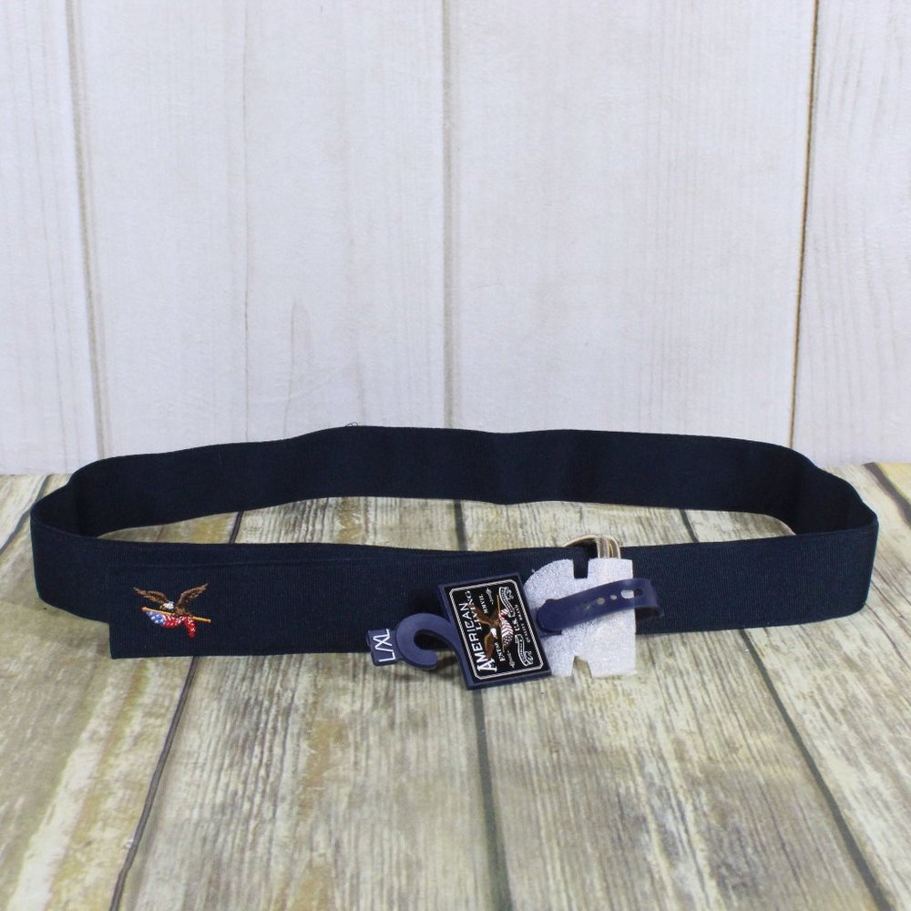 NWT American Living Blue Nylon Fabric Belt with Embroidered Eagle Flag Size L/XL - Picture 1 of 9
